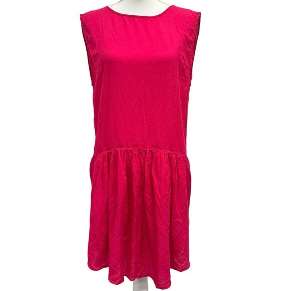 IRO Olivia Hot Fuchsia Pink Drop Waist Sleeveless Open Back Mini Dress Glam Bold - Picture 2 of 10